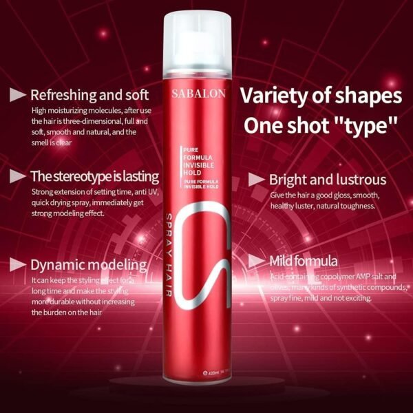 Sabalon Hair Spray - Pure Formula Invisible Hold - 420 ML - Professional Hairs Spray - Long Lasting For Men & Women