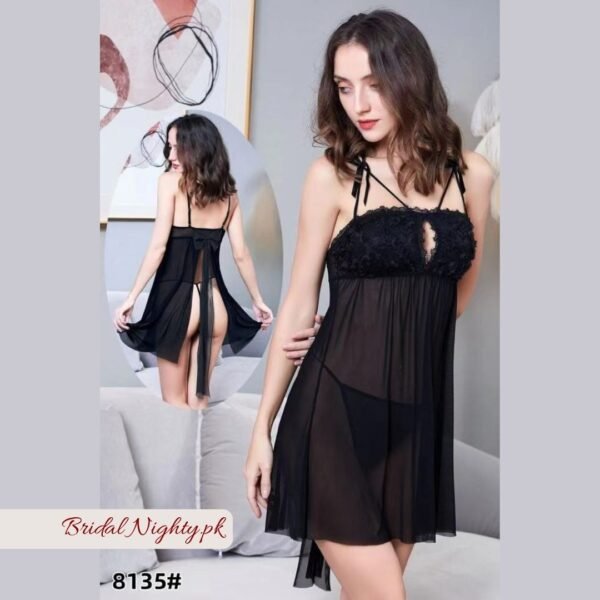 Black Net Lace shorts nighty -