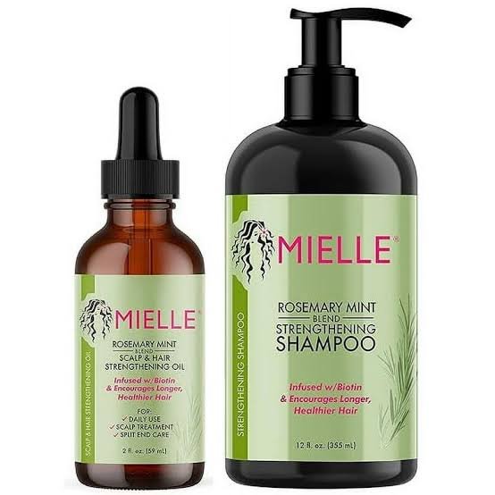 Mielle Organics Rosemary Mint Strengthening Hair Oil and Shampoo -