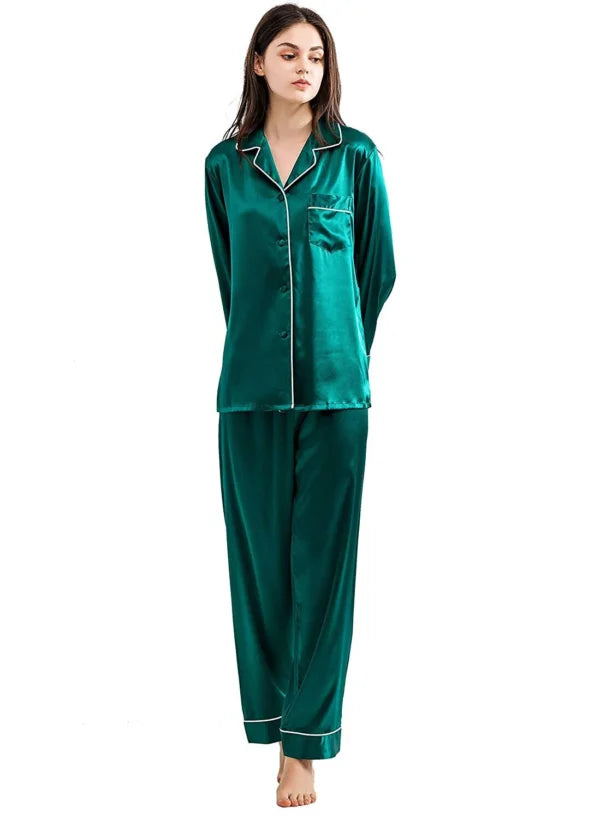 Florea- Silk PJ Set - Green -