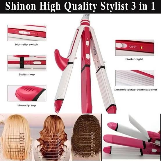 Hair Straightener and Curler, 3-in-1 Ceramic Hair Curling Iron & Hair Straighteners & Crimper Hair Styler Tools Flat Iron with Worldwide Dual Voltage 100~240V - AM Store